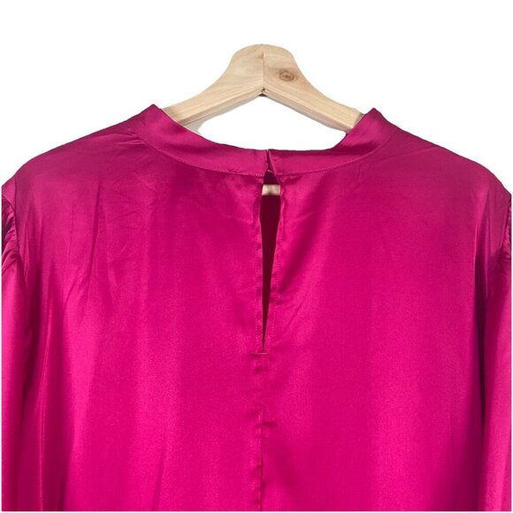 ELOQUII Women's Plus Size 22 Kimono Sleeve Top Fucshia Keyhole Satin NWT Fuschia - Picture 5 of 11